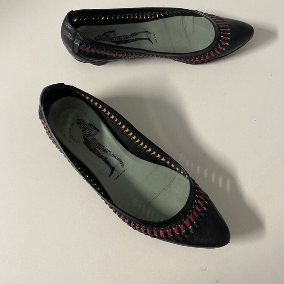 Belle Sigerson Morrison Ballet Flat Black Leather Woven Weave Point Toe … - Picture 9 of 11